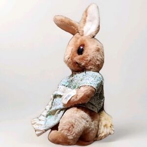 VTG Eden Toys Mrs Rabbit Plush Beatrix Potter Peter Rabbit Mother Floral Dress